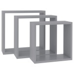 vidaXL Rafturi cub de perete, 3 buc., gri, MDF vidaXL Rafturi cub de perete, 3 buc., gri, MDF