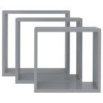 vidaXL Rafturi cub de perete, 3 buc., gri, MDF vidaXL Rafturi cub de perete, 3 buc., gri, MDF