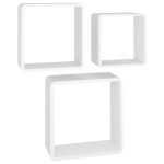 vidaXL Rafturi de perete cub, 3 buc., alb, MDF vidaXL Rafturi de perete cub, 3 buc., alb, MDF