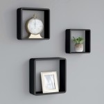 vidaXL Rafturi de perete cub, 3 buc., negru, MDF vidaXL Rafturi de perete cub, 3 buc., negru, MDF