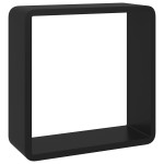 vidaXL Rafturi de perete cub, 3 buc., negru, MDF vidaXL Rafturi de perete cub, 3 buc., negru, MDF