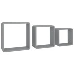 vidaXL Rafturi cub de perete, 3 buc., gri, MDF vidaXL Rafturi cub de perete, 3 buc., gri, MDF