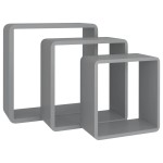 vidaXL Rafturi cub de perete, 3 buc., gri, MDF vidaXL Rafturi cub de perete, 3 buc., gri, MDF