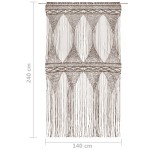 vidaXL Perdea macrame, gri taupe,140 x 240 cm, bumbac vidaXL Perdea macrame, gri taupe,140 x 240 cm, bumbac