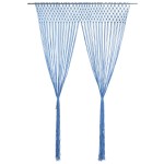 vidaXL Perdea macrame, albastru, 140 x 240 cm, bumbac vidaXL Perdea macrame, albastru, 140 x 240 cm, bumbac