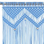 vidaXL Perdea macrame, albastru, 140 x 240 cm, bumbac vidaXL Perdea macrame, albastru, 140 x 240 cm, bumbac