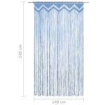 vidaXL Perdea macrame, albastru, 140 x 240 cm, bumbac vidaXL Perdea macrame, albastru, 140 x 240 cm, bumbac