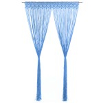 vidaXL Perdea macrame, albastru, 140 x 240 cm, bumbac vidaXL Perdea macrame, albastru, 140 x 240 cm, bumbac