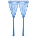 vidaXL Perdea macrame, albastru, 140 x 240 cm, bumbac vidaXL Perdea macrame, albastru, 140 x 240 cm, bumbac