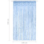 vidaXL Perdea macrame, albastru, 140 x 240 cm, bumbac vidaXL Perdea macrame, albastru, 140 x 240 cm, bumbac