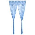 vidaXL Perdea macrame, albastru, 140 x 240 cm, bumbac vidaXL Perdea macrame, albastru, 140 x 240 cm, bumbac