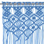 vidaXL Perdea macrame, albastru, 140 x 240 cm, bumbac vidaXL Perdea macrame, albastru, 140 x 240 cm, bumbac