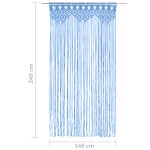 vidaXL Perdea macrame, albastru, 140 x 240 cm, bumbac vidaXL Perdea macrame, albastru, 140 x 240 cm, bumbac