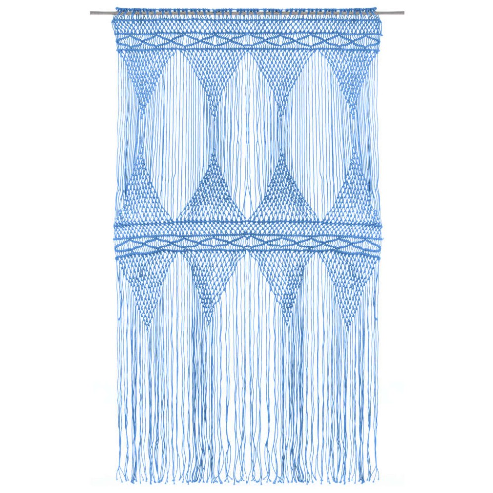 vidaXL Perdea macrame, albastru, 140 x 240 cm, bumbac