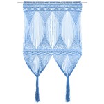 vidaXL Perdea macrame, albastru, 140 x 240 cm, bumbac vidaXL Perdea macrame, albastru, 140 x 240 cm, bumbac