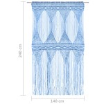 vidaXL Perdea macrame, albastru, 140 x 240 cm, bumbac vidaXL Perdea macrame, albastru, 140 x 240 cm, bumbac