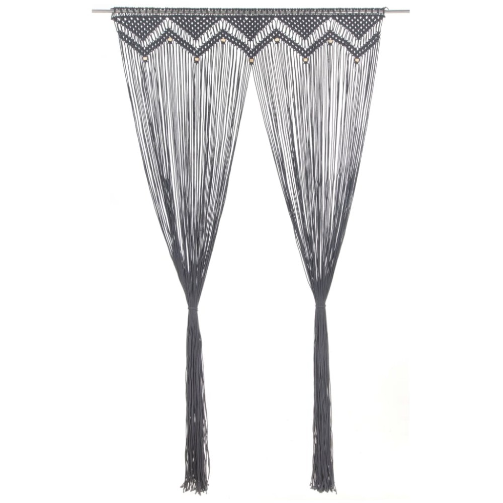 vidaXL Perdea macrame, antracit, 140 x 240 cm, bumbac