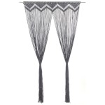 vidaXL Perdea macrame, antracit, 140 x 240 cm, bumbac vidaXL Perdea macrame, antracit, 140 x 240 cm, bumbac