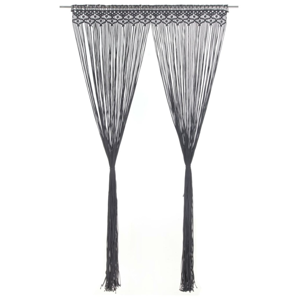 vidaXL Perdea macrame, antracit, 140 x 240 cm, bumbac