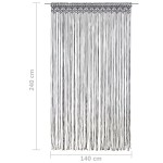 vidaXL Perdea macrame, antracit, 140 x 240 cm, bumbac vidaXL Perdea macrame, antracit, 140 x 240 cm, bumbac