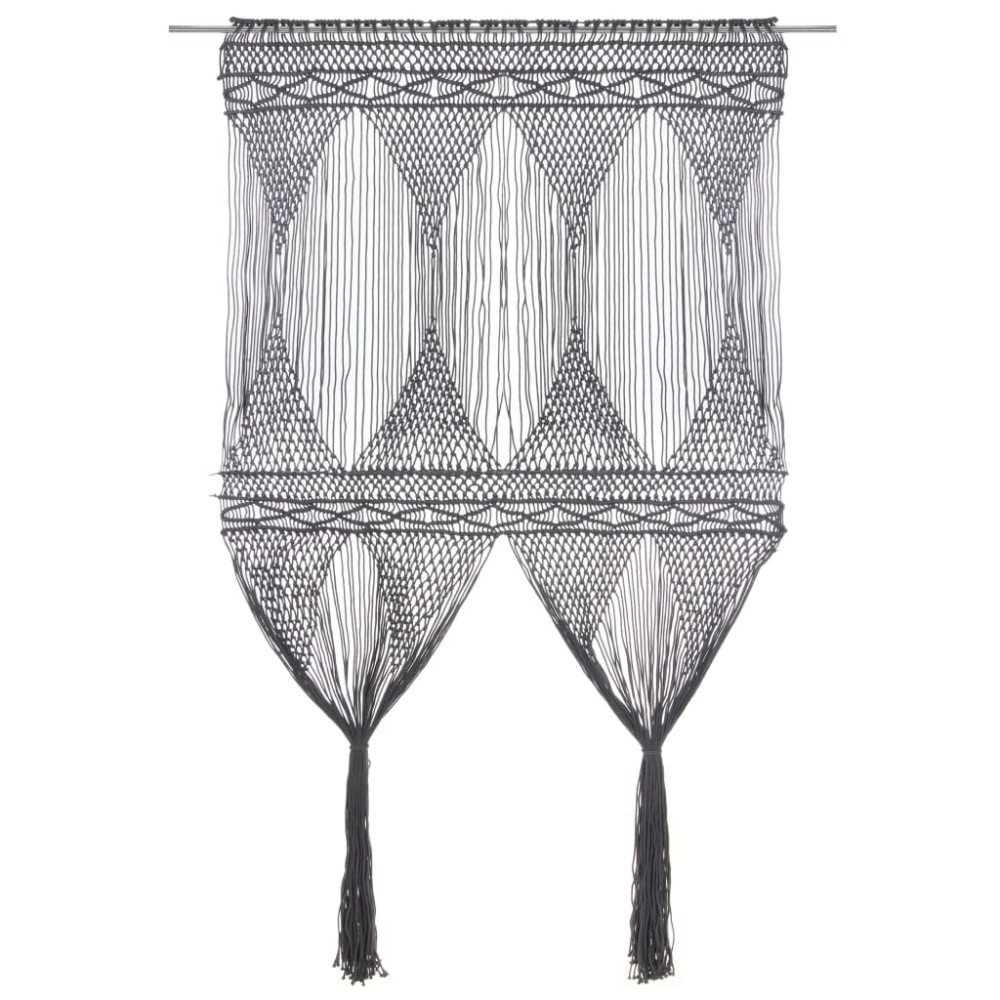 vidaXL Perdea macrame, antracit, 140 x 240 cm, bumbac