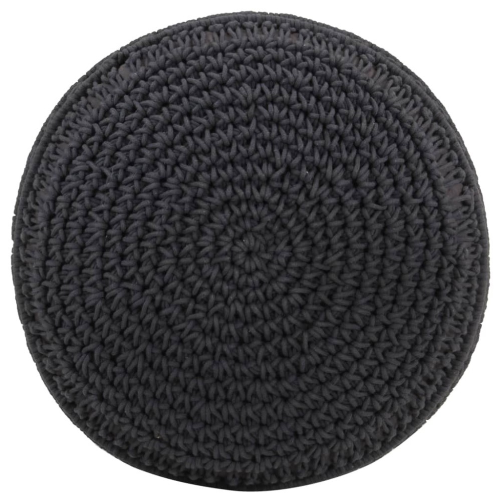 vidaXL Taburet puf macrame lucrat manual, antracit, 45x30 cm, bumbac