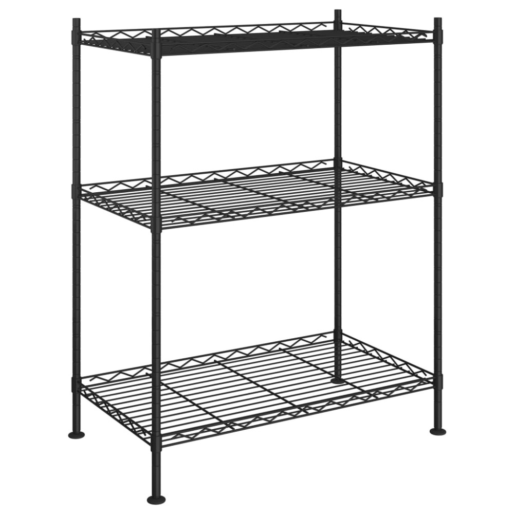 vidaXL Raft de depozitare, 3 niveluri, negru, 60 x 35 x 76 cm, 150 kg