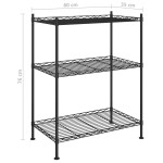 vidaXL Raft de depozitare, 3 niveluri, negru, 60 x 35 x 76 cm, 150 kg vidaXL Raft de depozitare, 3 niveluri, negru, 60 x 35 x 76 cm, 150 kg