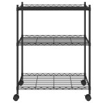 vidaXL Raft depozitare cu roți, 3 niveluri, negru, 60x35x81cm, 150 kg vidaXL Raft depozitare cu roți, 3 niveluri, negru, 60x35x81cm, 150 kg