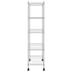 vidaXL Raft depozitare cu roți, 5 niveluri, 75x35x155 cm, crom, 250 kg vidaXL Raft depozitare cu roți, 5 niveluri, 75x35x155 cm, crom, 250 kg