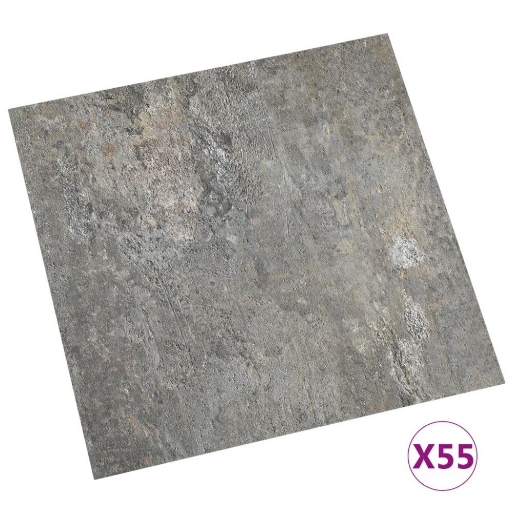 vidaXL Plăci de pardoseală autoadezive, 55 buc., gri, PVC, 5,11 m²
