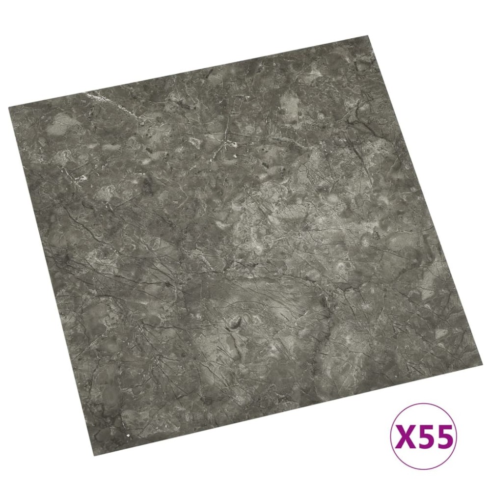 vidaXL Plăci de pardoseală autoadezive, 55 buc., gri, PVC, 5,11 m²
