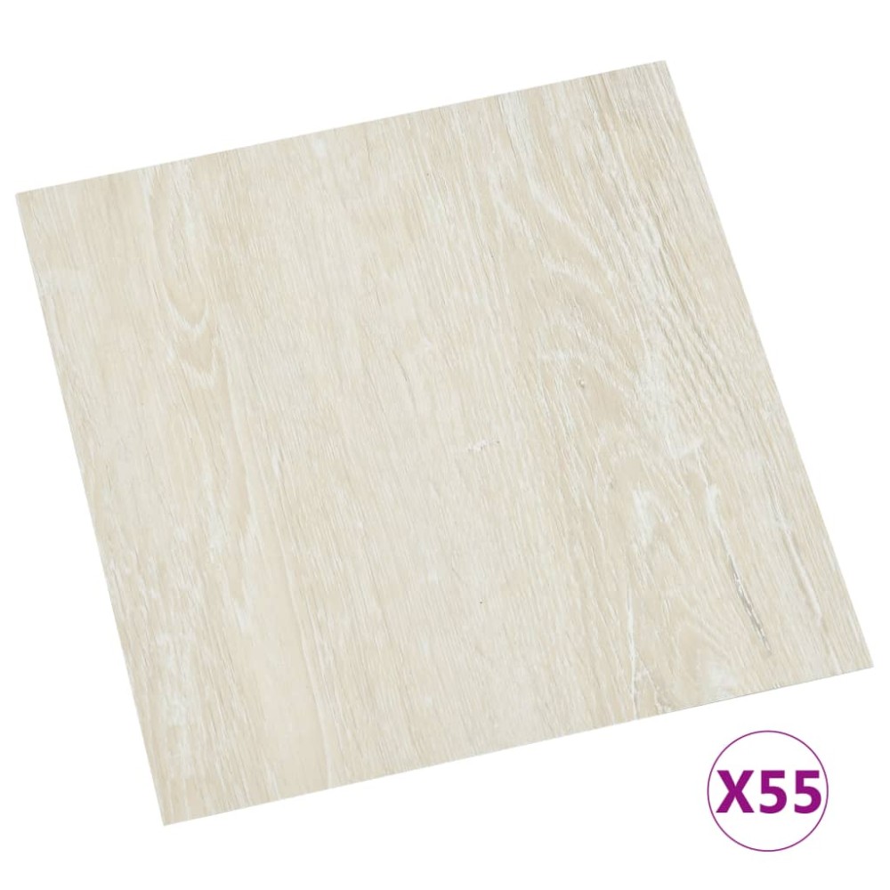 vidaXL Plăci de pardoseală autoadezive, 55 buc., crem, 5,11 m², PVC