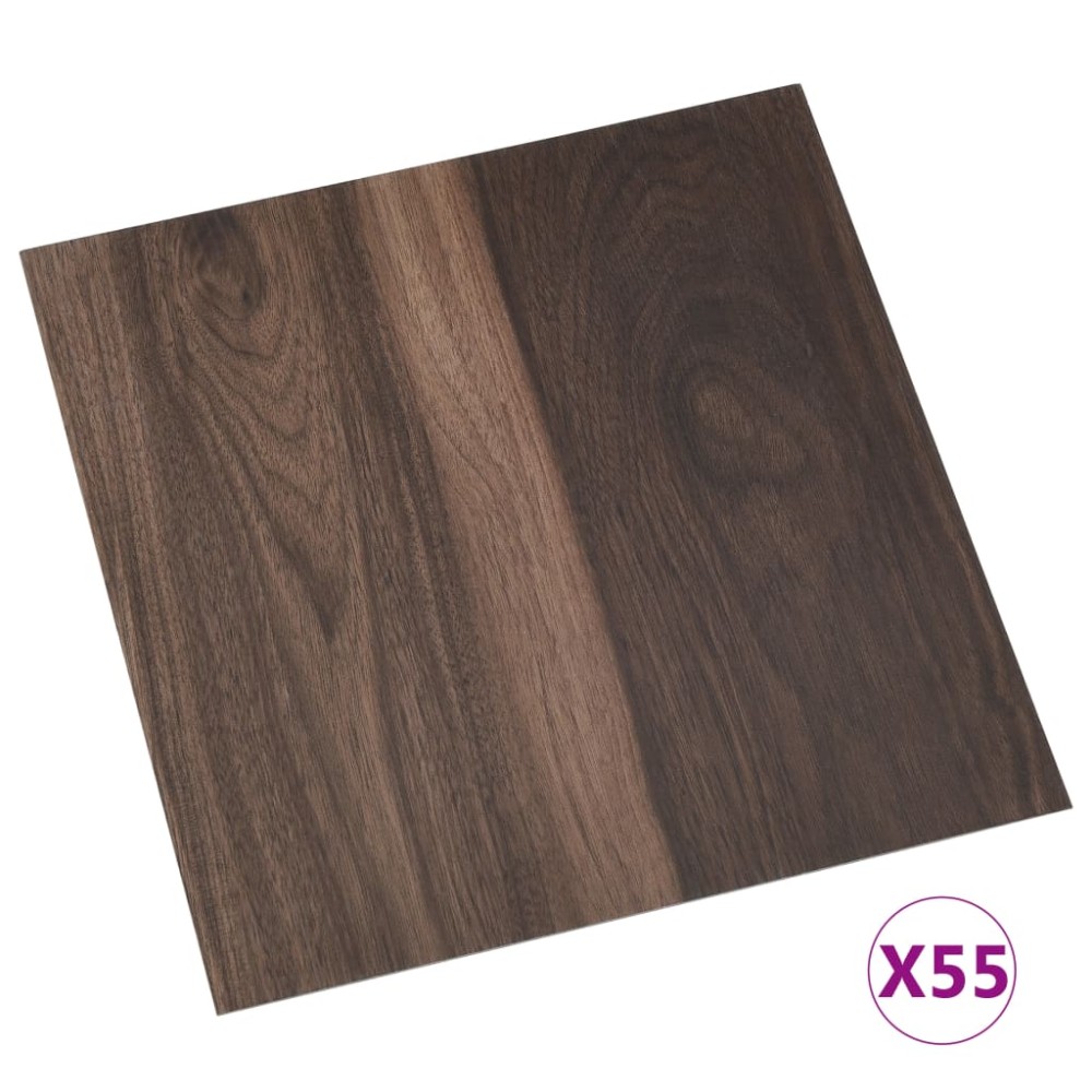vidaXL Plăci de pardoseală autoadezive 55 buc. maro închis PVC 5,11 m²