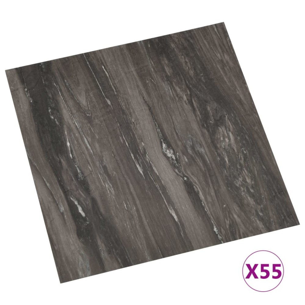 vidaXL Plăci de pardoseală autoadezive 55 buc. gri închis PVC 5,11 m²