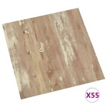 vidaXL Plăci de pardoseală autoadezive, 55 buc., maro, PVC, 5,11 m²