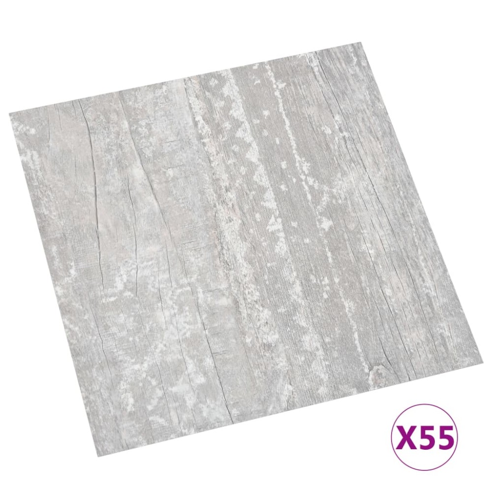 vidaXL Plăci de pardoseală autoadezive, 55 buc., gri, PVC, 5,11 m²