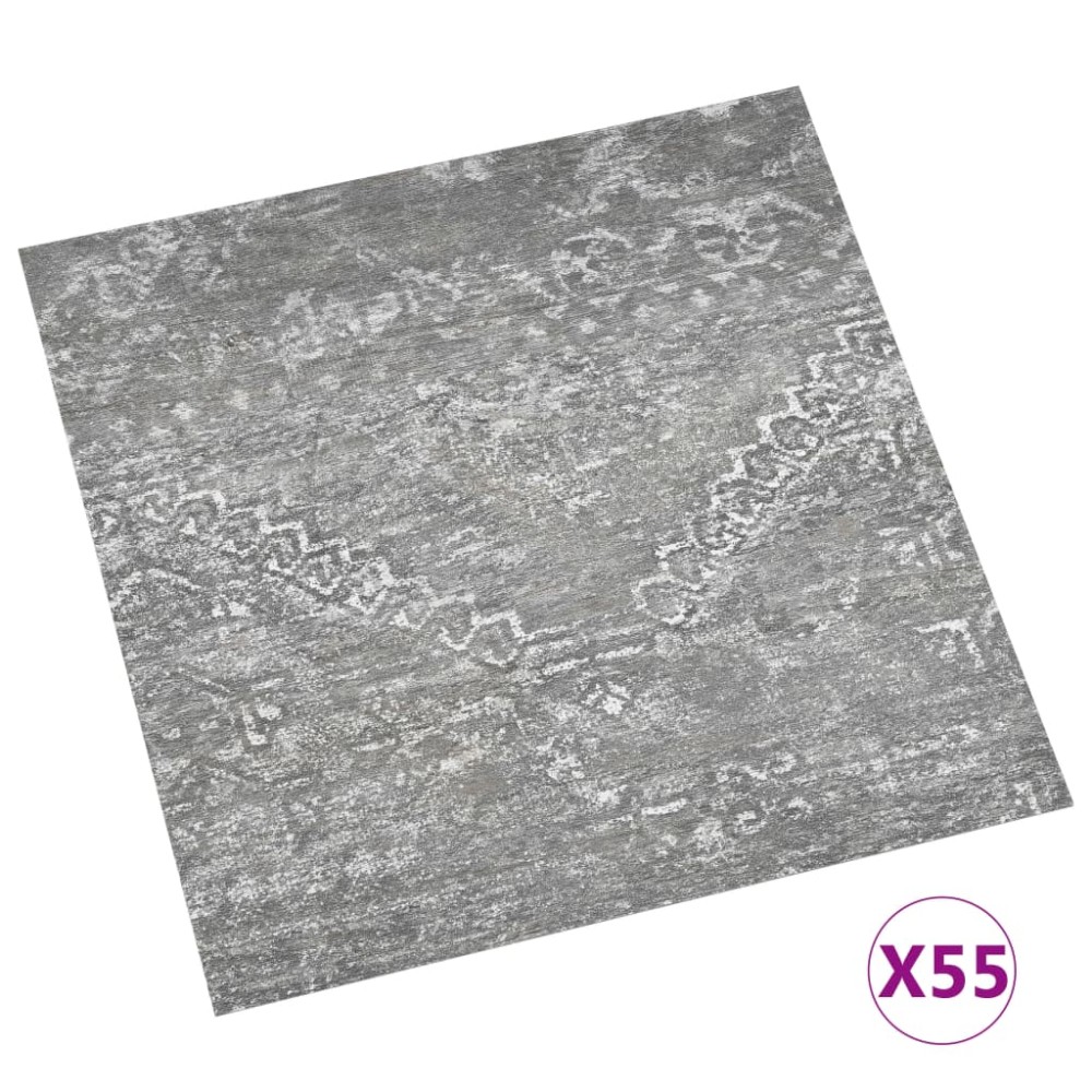vidaXL Plăci pardoseală autoadezive, 55 buc., gri beton, 5,11 m², PVC