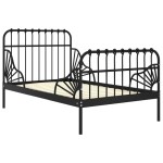vidaXL Cadru de pat extensibil, negru, 80x130/200 cm, metal vidaXL Cadru de pat extensibil, negru, 80x130/200 cm, metal