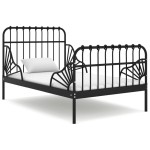 vidaXL Cadru de pat extensibil, negru, 80x130/200 cm, metal vidaXL Cadru de pat extensibil, negru, 80x130/200 cm, metal