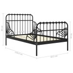 vidaXL Cadru de pat extensibil, negru, 80x130/200 cm, metal vidaXL Cadru de pat extensibil, negru, 80x130/200 cm, metal