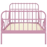 vidaXL Cadru de pat extensibil, roz, metal, 80x130/200 cm