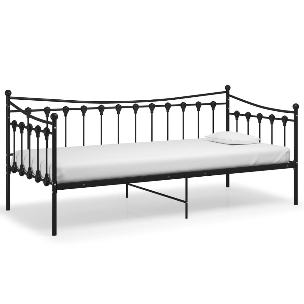 vidaXL Cadru de pat canapea, negru, 90x200 cm, metal