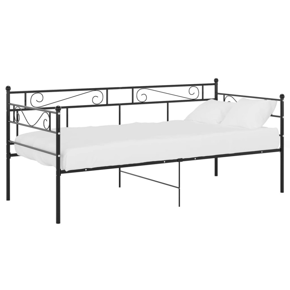 vidaXL Cadru de pat canapea, negru, 90x200 cm, metal