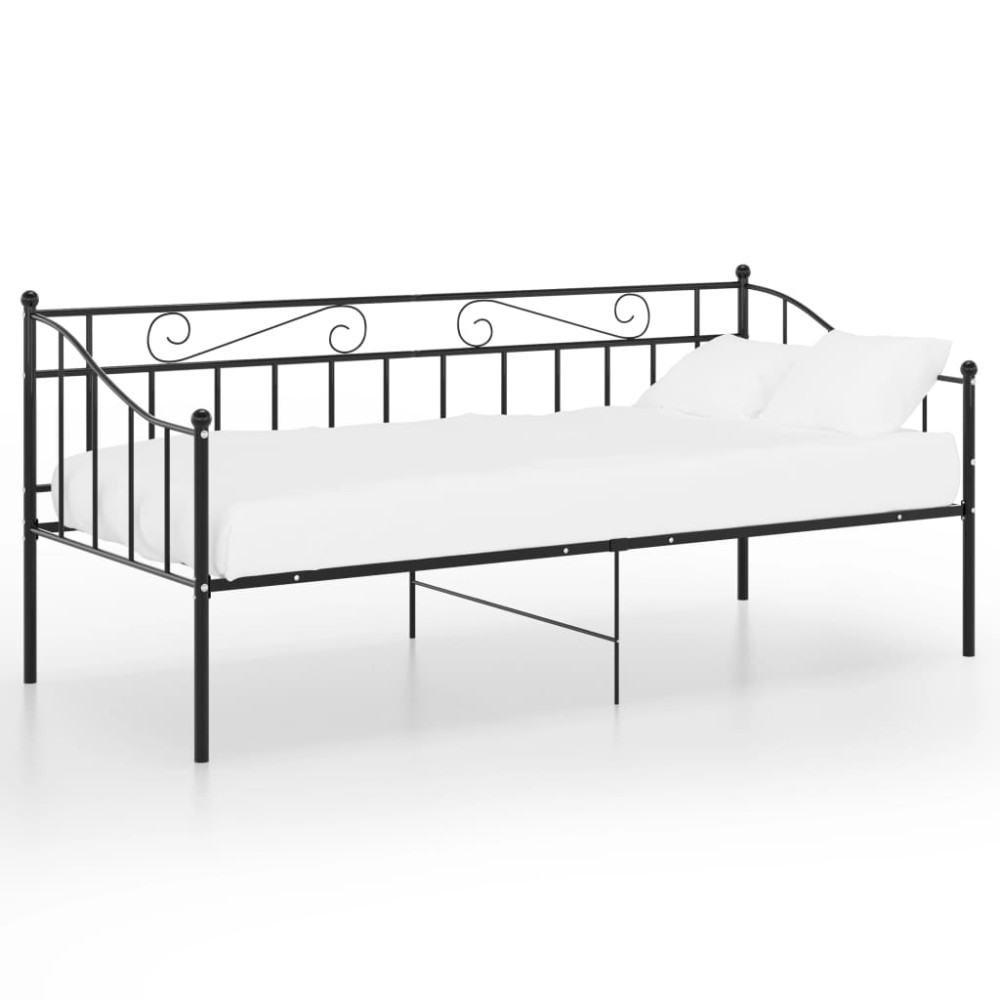 vidaXL Cadru de pat canapea, negru, 90x200 cm, metal