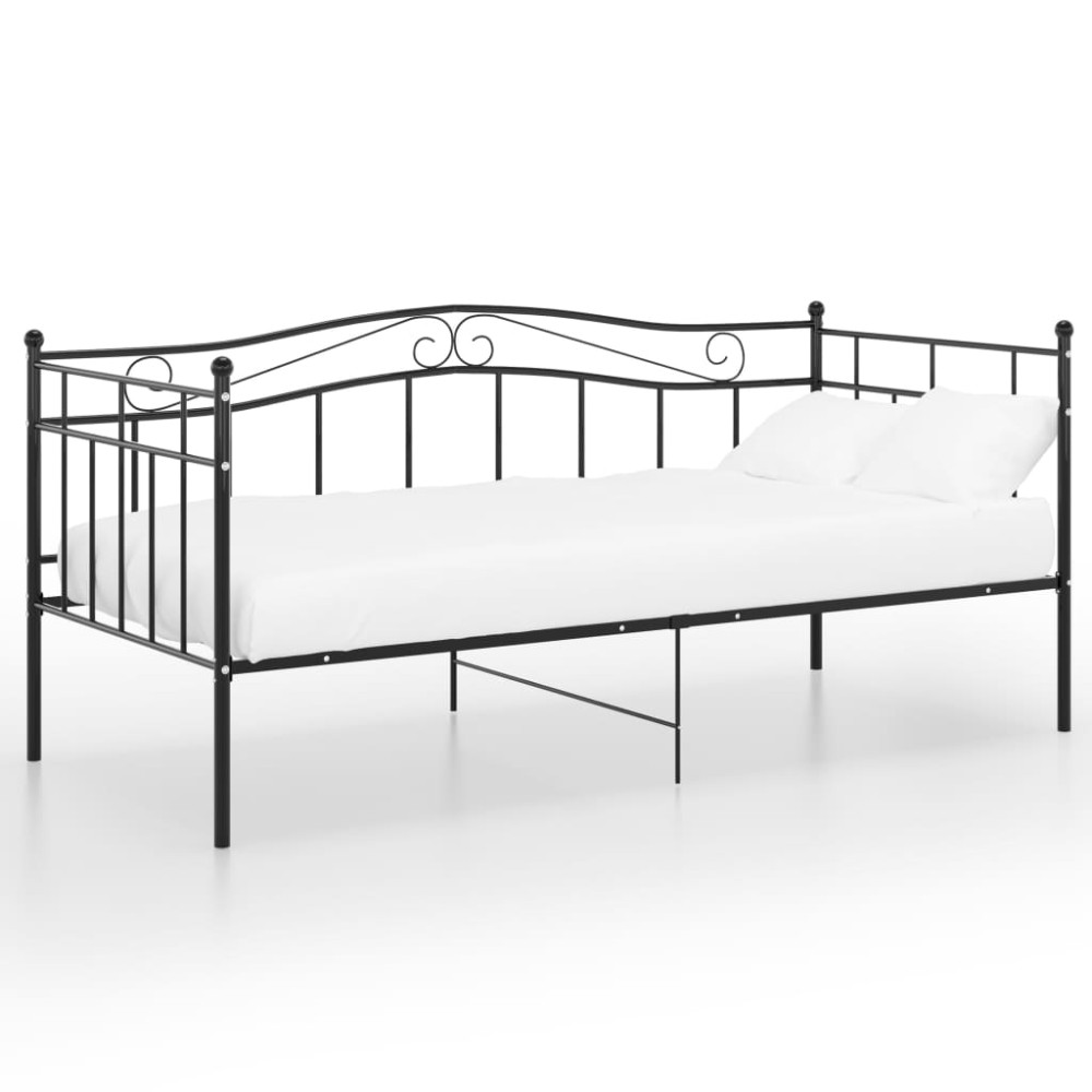 vidaXL Cadru de pat canapea, negru, 90x200 cm, metal