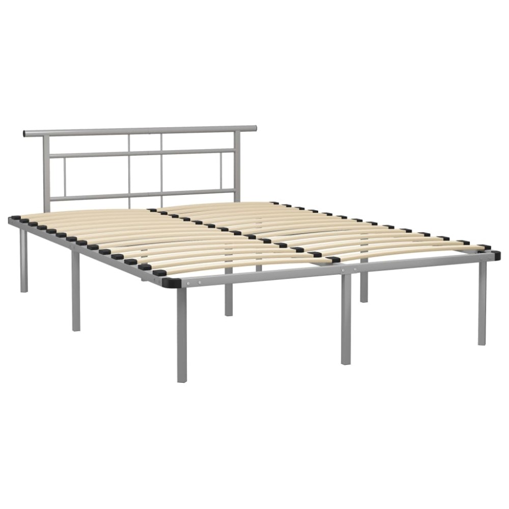 vidaXL Cadru de pat fără saltea, gri, 140 x 200 cm, metal
