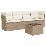 vidaXL Set canapele de grădină cu perne, 5 piese, bej, poliratan vidaXL Set canapele de grădină cu perne, 5 piese, bej, poliratan