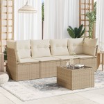 vidaXL Set canapele de grădină cu perne, 5 piese, bej, poliratan vidaXL Set canapele de grădină cu perne, 5 piese, bej, poliratan