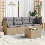 vidaXL Set canapele de grădină cu perne, 5 piese, bej, poliratan vidaXL Set canapele de grădină cu perne, 5 piese, bej, poliratan